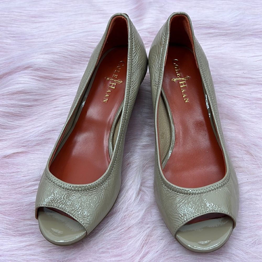 Cole Haan Nike Air cork heel taupe open toe shoes